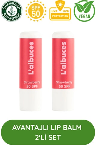 L'albuces Strawberry Lip Balm Dudak Nemlendirici SPF50 2'li