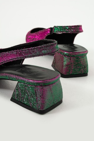 Duxal Shoes Brook Yeşil Mor Degrade Detaylı Topuklu Ayakkabı - Babet Çok Renkli