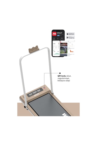 Walke W-fit Brown Bluetoothlu Uygulamalı Uzaktan Kumandalı Koşu Bandı Yürüyüş Bandı Kahverengi