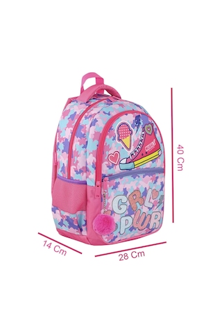 Muggle 3 Bölmeli Girl Power Okul Sırt Çantası Pembe Mu-9015 Pembe