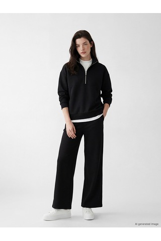 Lcw Comfort Siyah Dik Yaka Soft Touch Kadın Sweatshirt