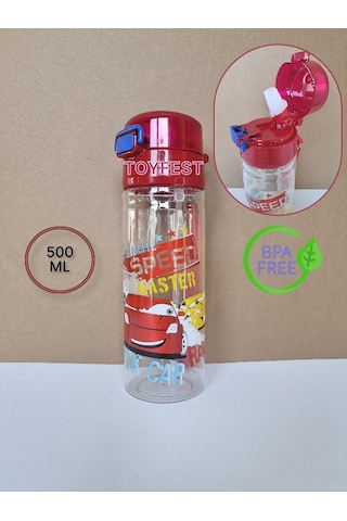 Pipetli Suluk Matara - Kilit Kapaklı Speed Master Car Hızlı Araba Temalı - 500 Ml