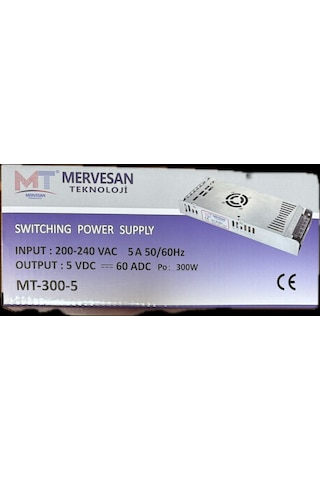 Mervesan Mt-300-5 5 Volt 60 Amper Metal Kasa Adaptör