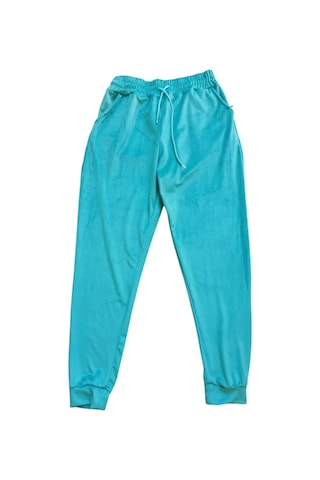 Najmaddin.com Tedar Parlak Kadife Cepli Pantolon Eşofman Pijama Altı Unisex Lastikli Paça Yeşil Najmaddin