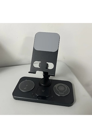 Topshop1 İphone 16 15 Pro Max 14 13 Serisi İpad İwatch İçin Siyah Hızlı Şarjlı Kablosuz Şarj İstasyonu Çoklu Cihaz Uyumlu