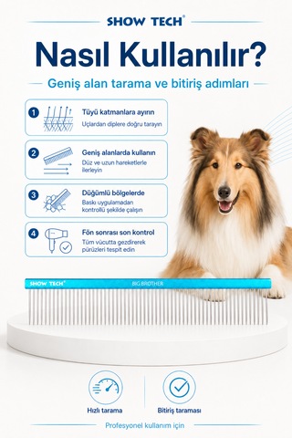 Showtech The Big Brother Yoğun Tüylü Köpekler İçin Tarak 25 Cm