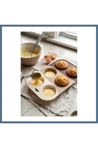 Buradabulabilirsin Kahve Rengi 6 Lı Silikon Kek Ve Çikolata Kalıbı & Muffin Kabı Pişirme Gereci 16x25 Cm Bbz