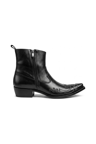 Güvener King Shoes Hakiki Deri Siyah Kovboy Bot