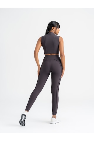 Dikişle Modellenmiş Spor Tayt Füme