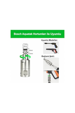 Robeve Bear Force 360 Döner Hortum Bağlantı Aparatı Paslanmaz Çelik Swivel Adaptör, Bilyalı Yataklı Basınçlı Yıkama Hortum Konnektörü Bosch Aquatak Uyumlu