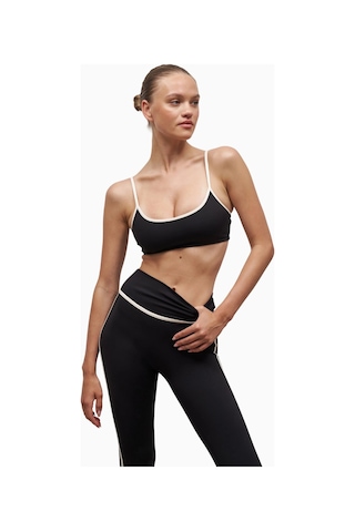 Because Of Alice Base Contrast Trim Cami Bra Tamamlayıcı Spor Sütyeni Siyah