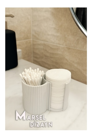 Modern Ve Şık Makyaj Organizeri - 2 Bölmeli - Beyaz Beyaz