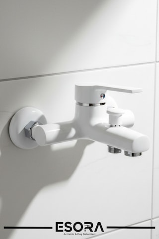 Beyaz Krom Lüx Delta Banyo Mix Batarya Beyaz - Krom