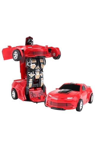 Oyuncak Uzaktan Kumandalı Araba Transformers Tarzı Robota Dönüşen Oyuncak Araba Mustang Kırmızı