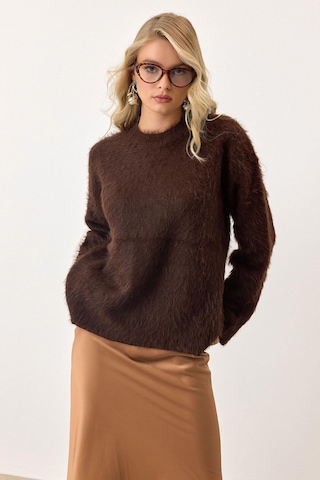 Olcay Oversize Tüylü Soft Kazak Kahve 8270