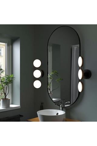 Ikea Kabomba Duvar Lambası, Mat Siyah, 47x14 Cm, Led'li