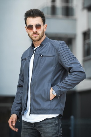 Oksit Abuja Slim Fit Fermuar Detaylı Dik Yaka Su İtici Erkek Mevsimlik Mont 001