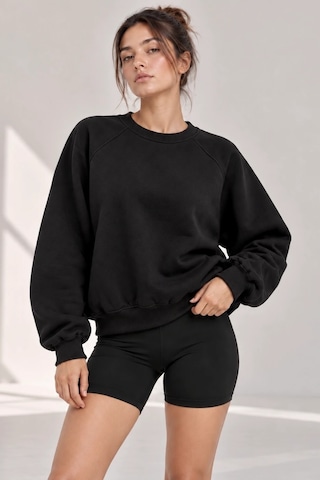 Bbbutikbasic Kadın Şardonlu 3 İplik Kısa Reglan Kol Sweatshirt My3535 siyah
