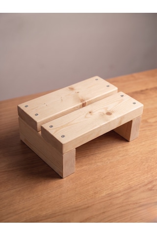 Nest Woodtr Doğal Ahşap Tek Katlı Basamak Tabure Yükseltici 30x25x15cm 1adet