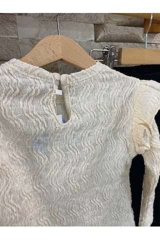 Lacıel Parıs Kadife Pantolon Bürümcüklü Bluz Kız Çocuk Eşofman Takım KREM