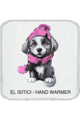 Kırmızı Bereli Köpek Cep Sobası,el Isıtıcı,sıcak Su Torbası Pvc 10x9,5cm Beyaz