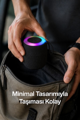 Metaforce Rgb Işıklı Şarjlı Bluetooth Hoparlör - Type-c - Fm Radyo - Usb - Hafıza Kartı Siyah