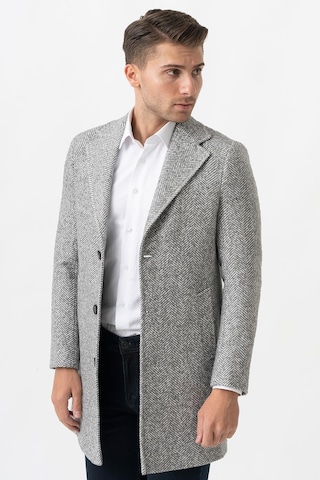 White Stone Arezzo 4025 Ceket Yaka Pamuklu Slim Fit Kaban Gri-Gri