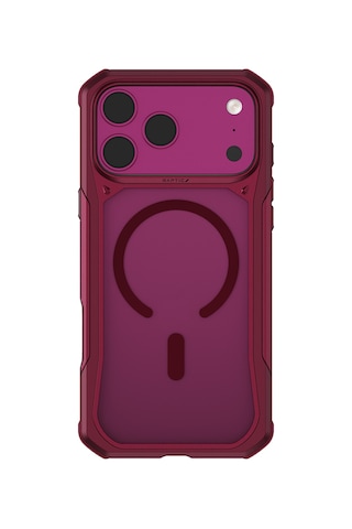 Apple Uyumlu iPhone 18 Pro Uyumlu Kılıf M-safe Şarj Özellikli Raptic Shield Evo Serisi Airbagli Kapak Bordo