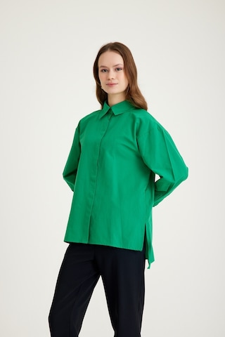Mizalle Basic Poplin Yeşil Gömlek Yeşil