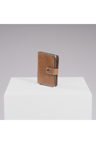 Thyke Vintage Deri Cüzdan Kartlık Kahverengi