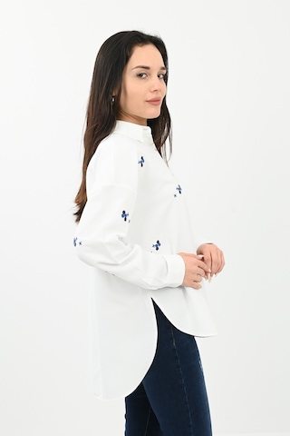 Koza Butik Kadın Nakış Detaylı Gömlek 1724-24 001