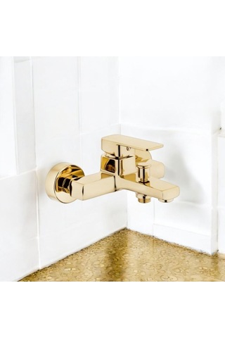İsaoğlu Yapı Gold Duş Sistemi Kare Premium Banyo Bataryası Dahil Gold Yağmurlama Gold