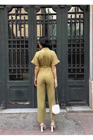 Ahes Shopping Keten Tulum Bel Bağlama Detaylı - Yeşil Yeşil