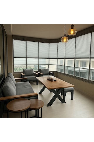 Perdema Kancalı/vidalı Jalvolin Plise Cam Balkon Perdesi - Ofis Perdesi - Mutfak Perdesi - Salon Perdesi Açık Gri