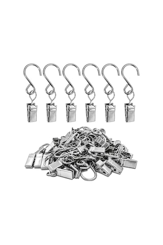 Kosona Gümüş Renkli 50 Adet Paslanmaz Çelik S Kanca - Işık Teli, Perde, Parti Dekorasyonu, Kamp Çadırı, Fotoğraf Sergisi İçin Asma Kancalar Seti Çok Renkli