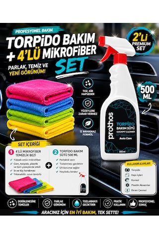Nya Group Torpido Bakım Sütü 500 Ml + 4'lü Mikrofiber Bez Premium Araç Bakım Seti 1 adet