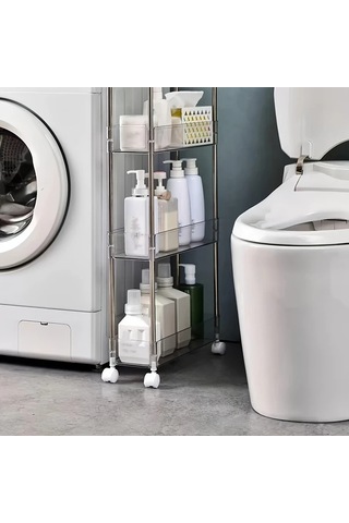 Honeybeeshop Tuvalet Boşluğu Depolama Rafı Şeffaf Üç Kat Mutfak Banyo Çamaşır Makinesi Buzdolabı Dar Alan Şeffaf