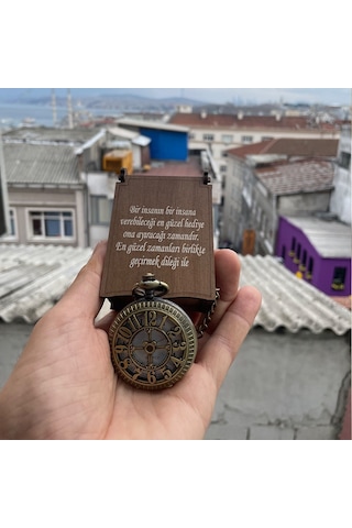 Sayı Kabartmalı Zincirli Köstekli Cep Saati