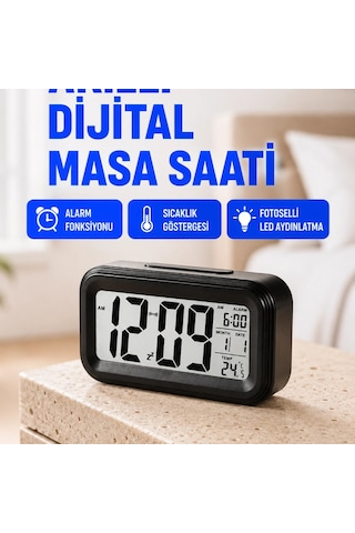 Fotoselli Dijital Masa Saati Aydınlatmalı Alarm Ve Tarih Göstergeli Renkli 99545407