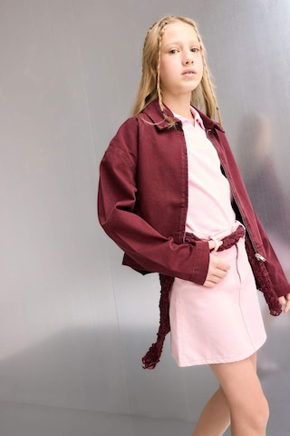 Defacto Kız Çocuk Okul Gabardin Fermuarlı Crop Ceket F7517a825aubr194 Bordo