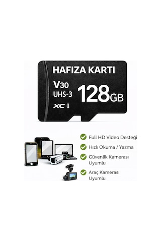 128gb V30 Hafıza Kartı Araç Ve Güvenlik Kamerası Video Kayıt Class 10 100mb/s Micro Sd Kart