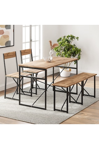 Mutfak Masası Bench Bank 120x60 Masa Set 2 Adet Sandalye Yemek
