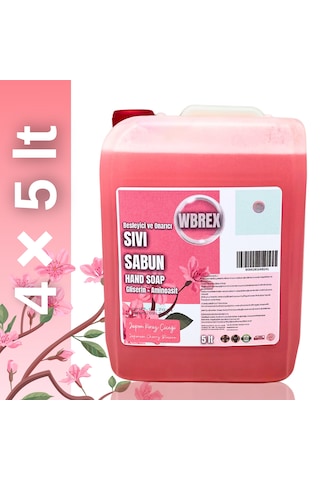 Wbrex Japon Kiraz Çiçeği Besleyici ve Onarıcı Sıvı El Sabunu 4 x 5 L