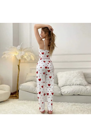 Ece's Design Kalp Desenli Pijama & Uyku Takımı Rahat & Şık W2011 Kırmızı