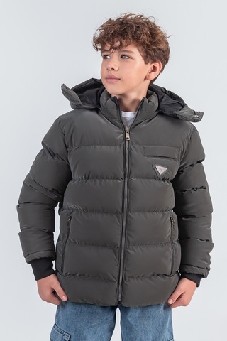 Pina Kids Nova Kumaş Kapüşonlu Erkek Çocuk Kışlık Mont Km2509 Füme