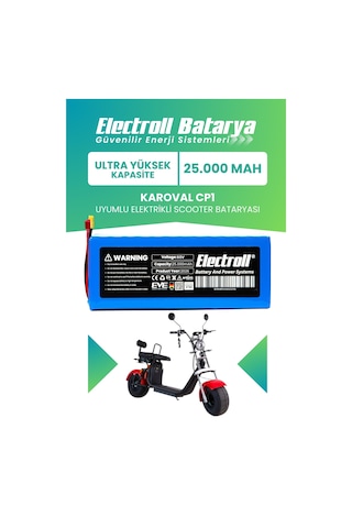 Karoval Cp1 Uyumlu Batarya Ultra Yüksek Kapasite 60v 25ah Elektrikli Scooter Bataryası Mavi