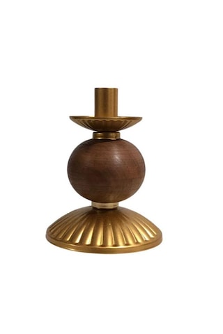 Tekli Pino Mumluk Ahşap Top Detaylı Gold Küçük
