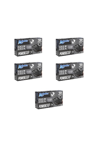 Dolphin Nitril Powergrip Ekstra Kalın Elmas Dokulu Eldiven Siyah Large Büyük Boy - 50'li 5 Paket