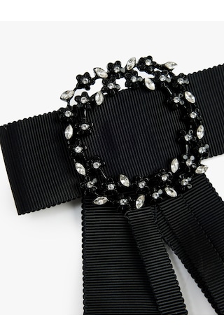 Koton Çiçekli Taş Detaylı Fiyonklu Choker Kolye Siyah 6wak70496aa Siyah