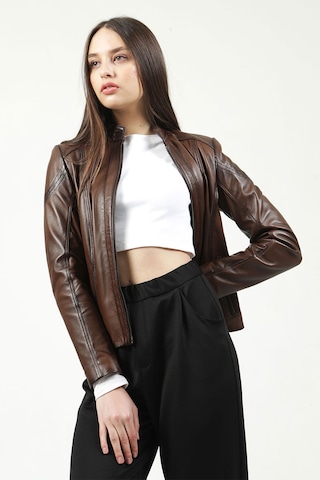 Dericlub Yb-2112 Gerçek Deri Kadın Mont Camel